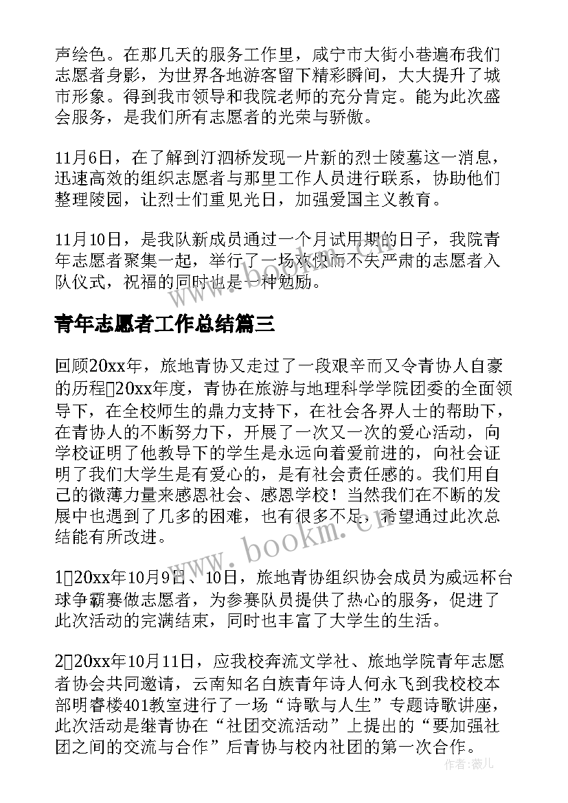 青年志愿者工作总结(模板6篇)