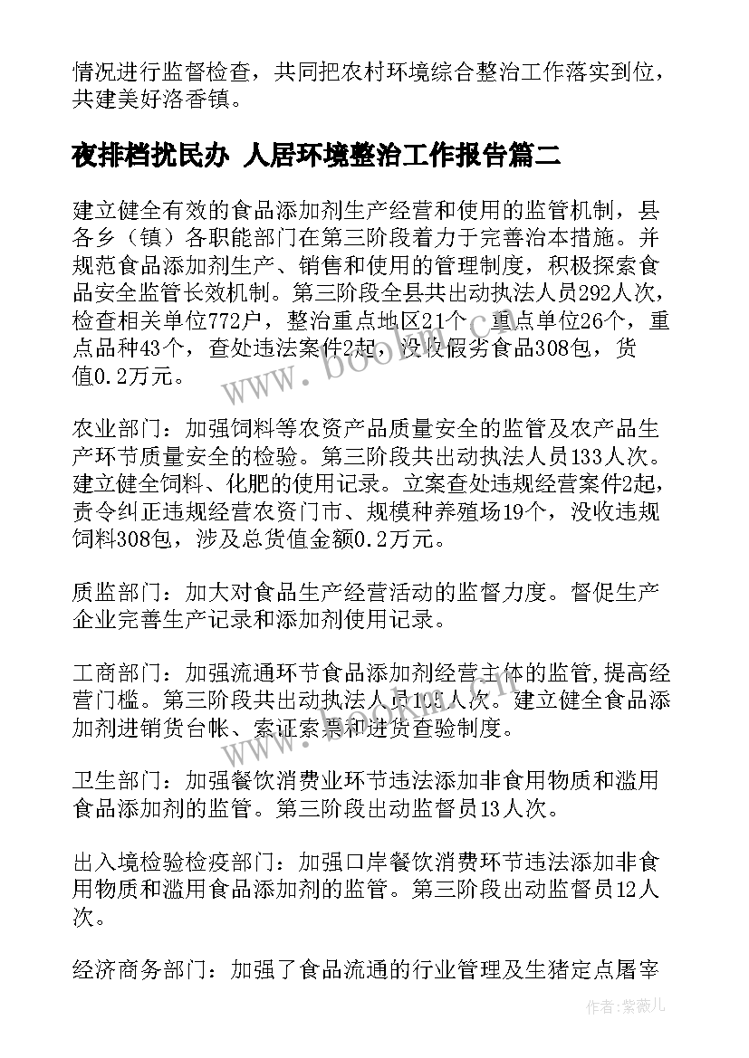 夜排档扰民办 人居环境整治工作报告(精选5篇)