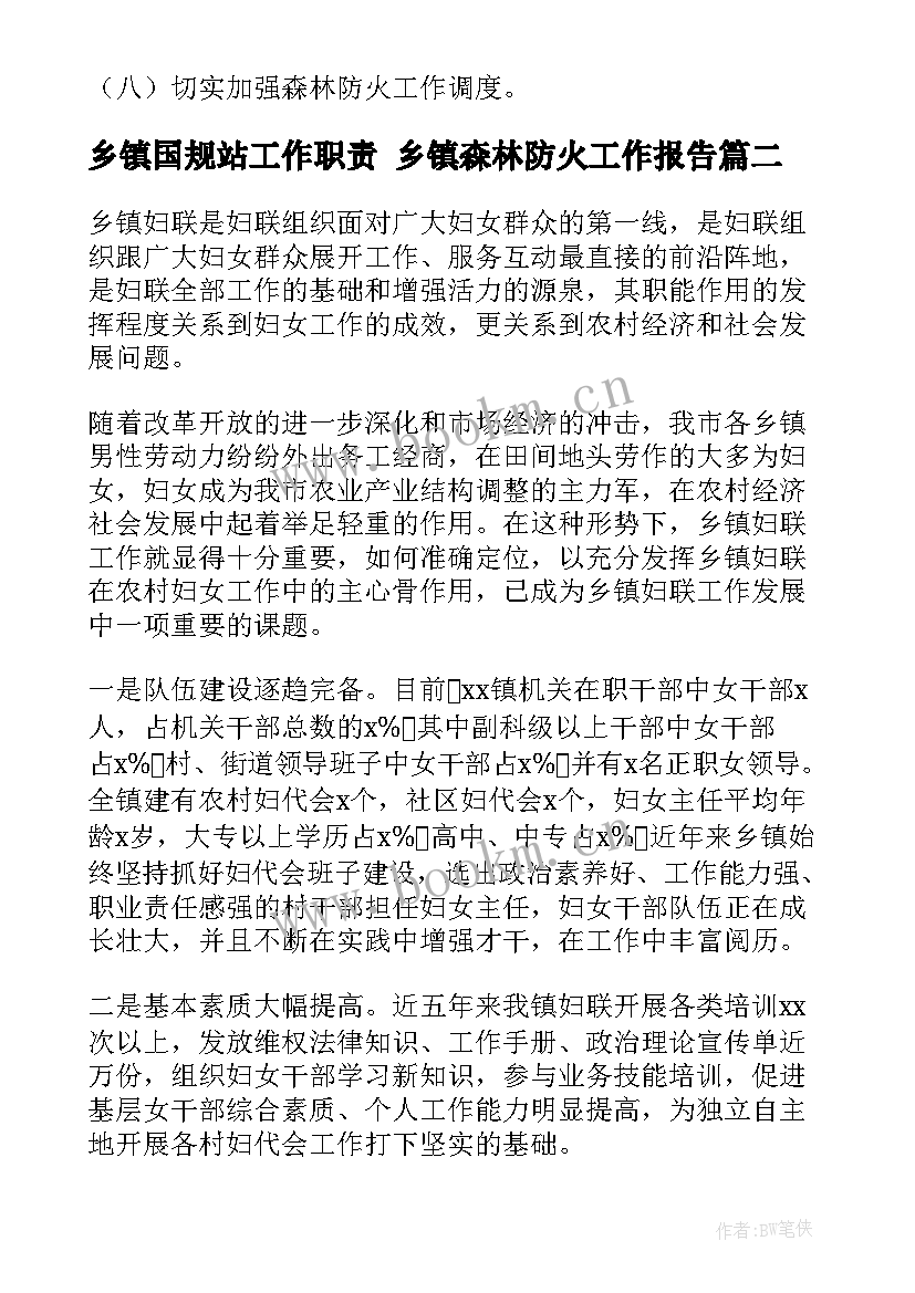 最新乡镇国规站工作职责 乡镇森林防火工作报告(精选5篇)