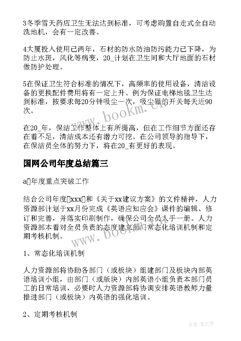 国网公司年度总结 公司年度总结(模板8篇)