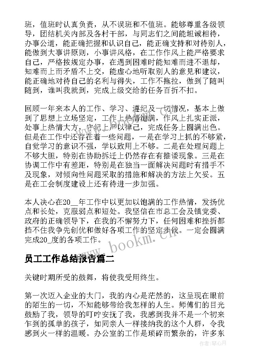 2023年员工工作总结报告 职员工作总结报告(优秀7篇)