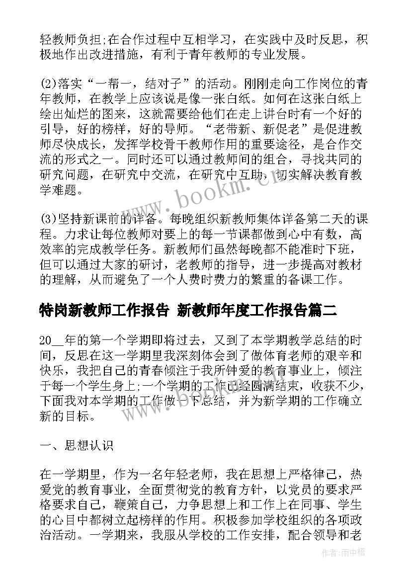 最新特岗新教师工作报告 新教师年度工作报告(精选5篇)