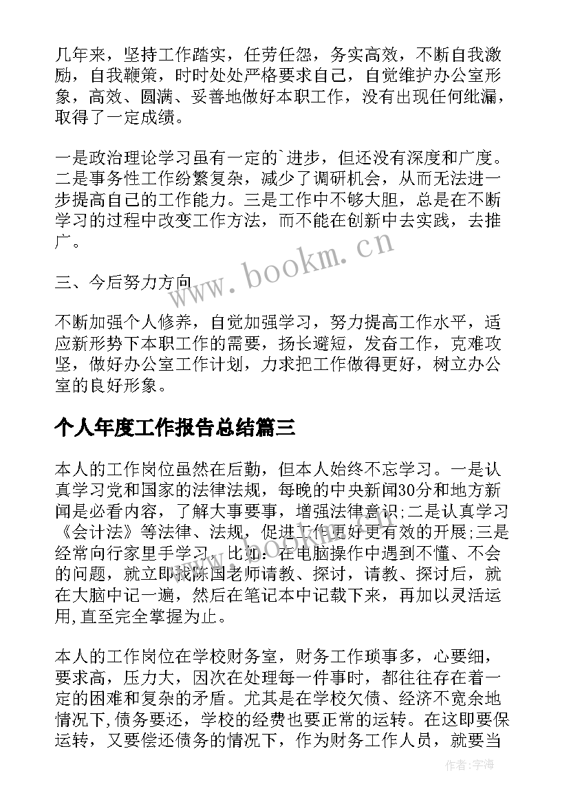 2023年个人年度工作报告总结(大全10篇)