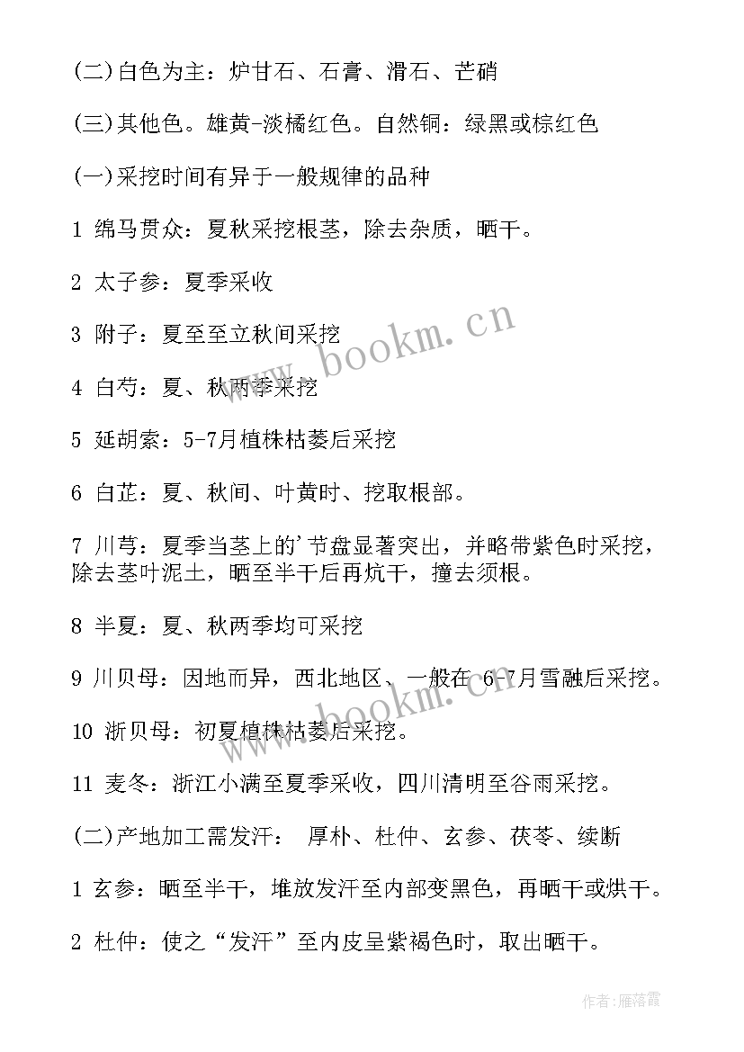 2023年药店工作总结字中药 执业药师中药鉴定部分重要考点总结(模板5篇)