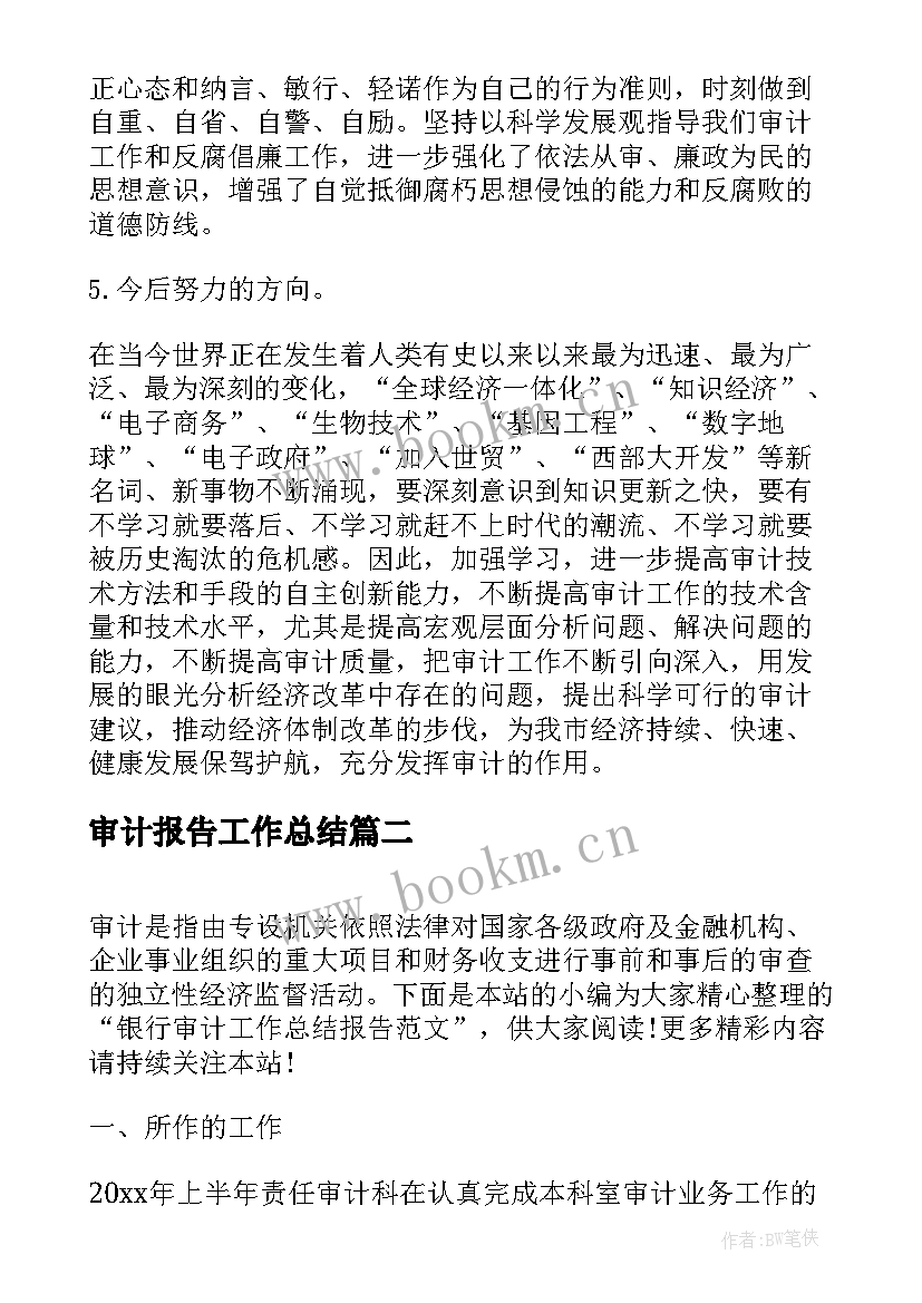 2023年审计报告工作总结(汇总10篇)