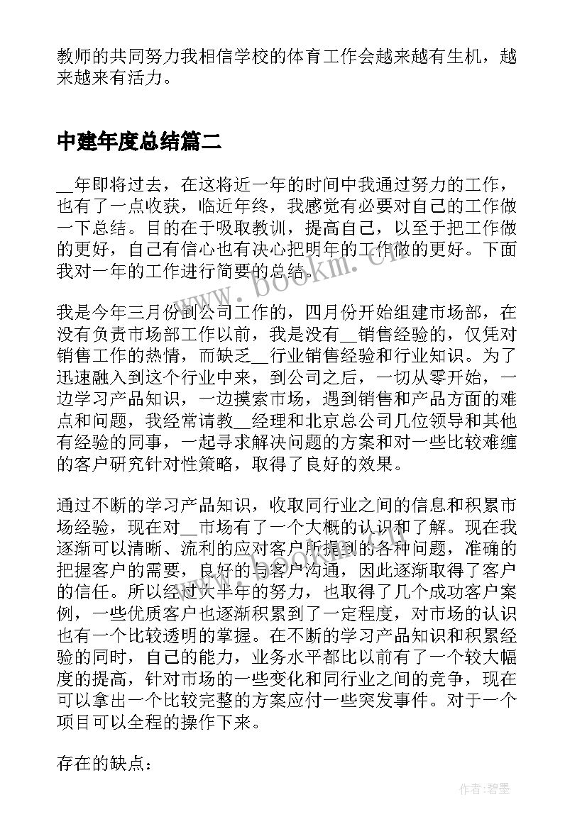 最新中建年度总结 体育年度总结实用(优秀8篇)