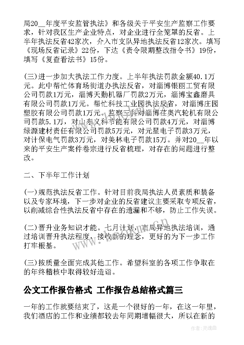 公文工作报告格式 工作报告总结格式(优秀8篇)