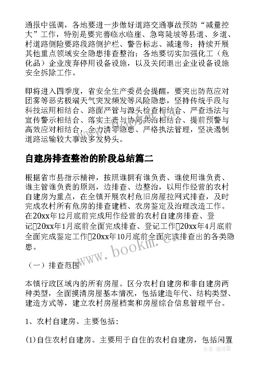 最新自建房排查整治的阶段总结 自建房排查整治工作汇报(优质5篇)