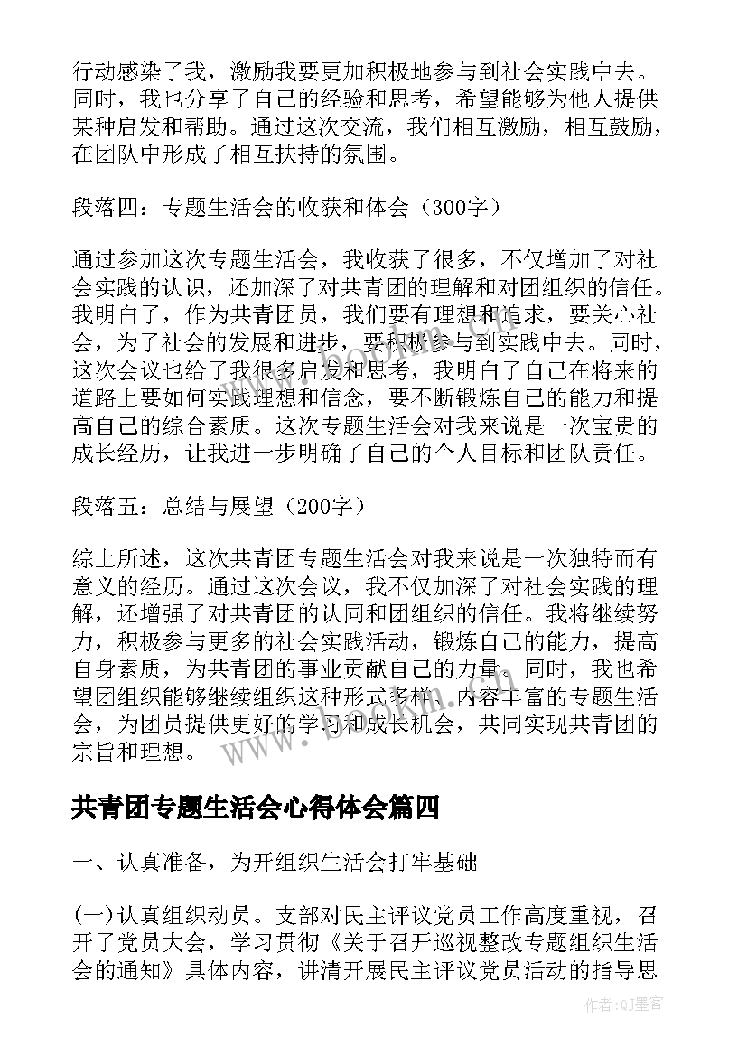 2023年共青团专题生活会心得体会(模板5篇)