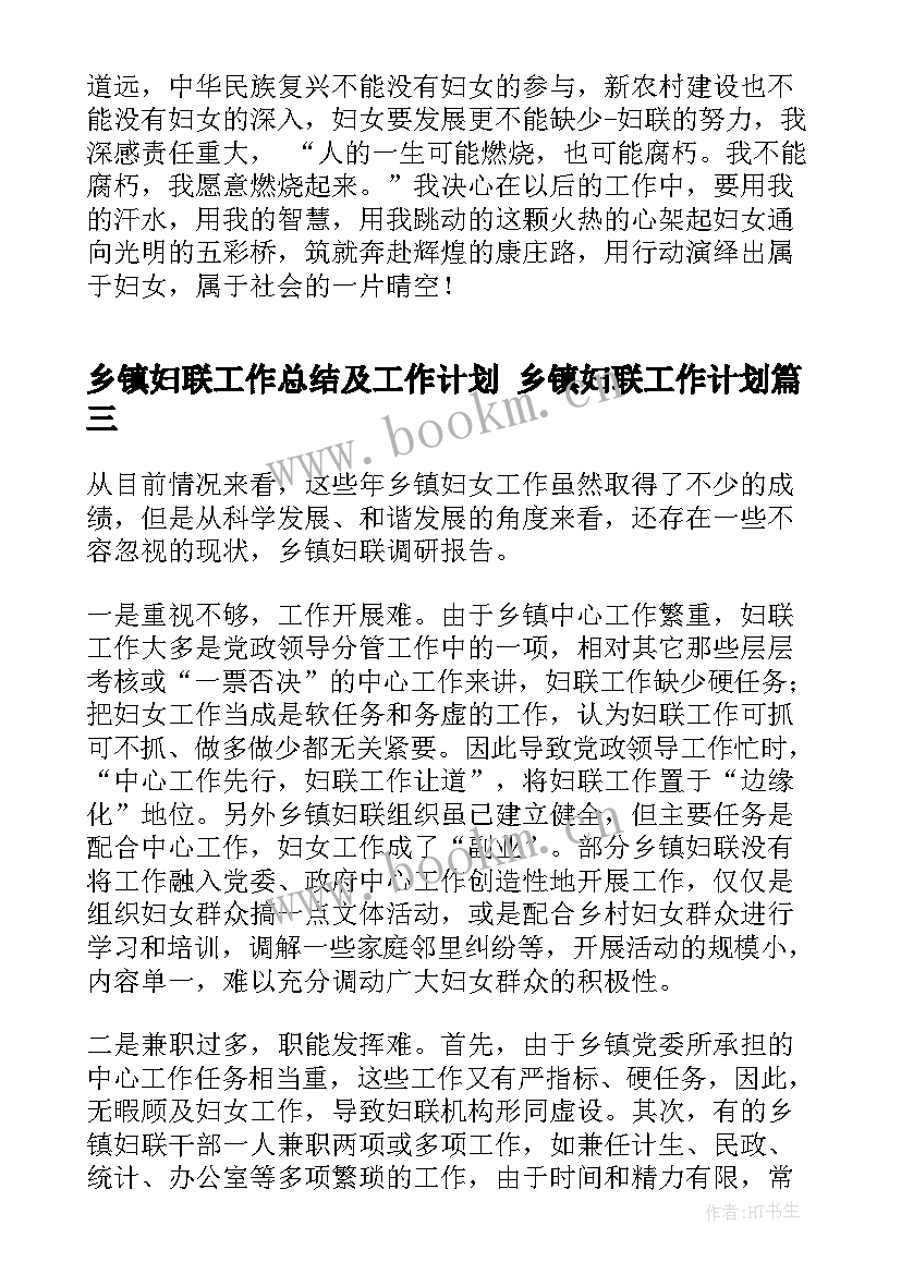 乡镇妇联工作总结及工作计划 乡镇妇联工作计划(优质7篇)