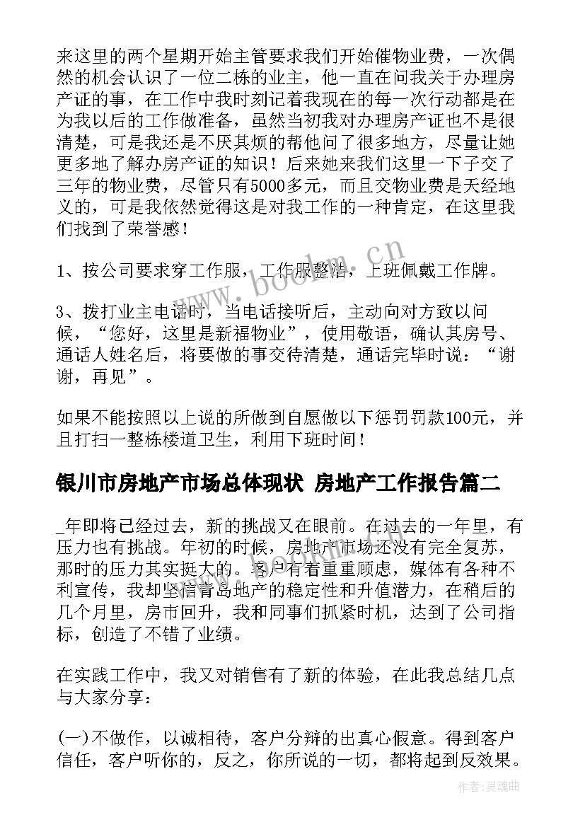 银川市房地产市场总体现状 房地产工作报告(优质5篇)