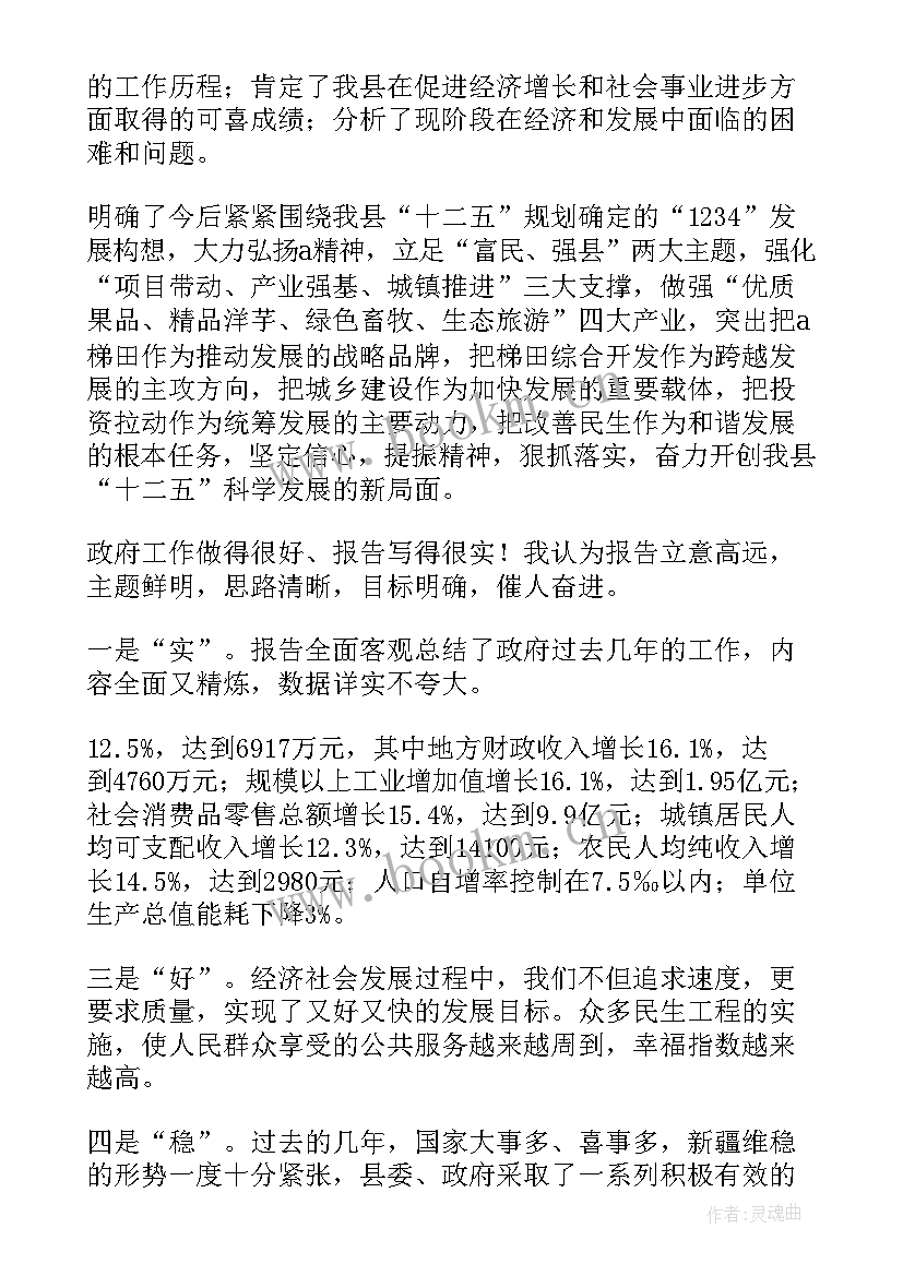 最新政府工作报告讨论个人发言(实用9篇)