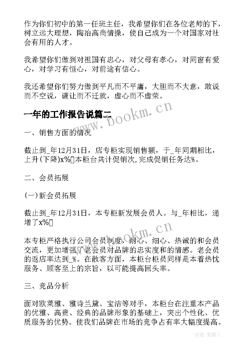 一年的工作报告说(优质9篇)