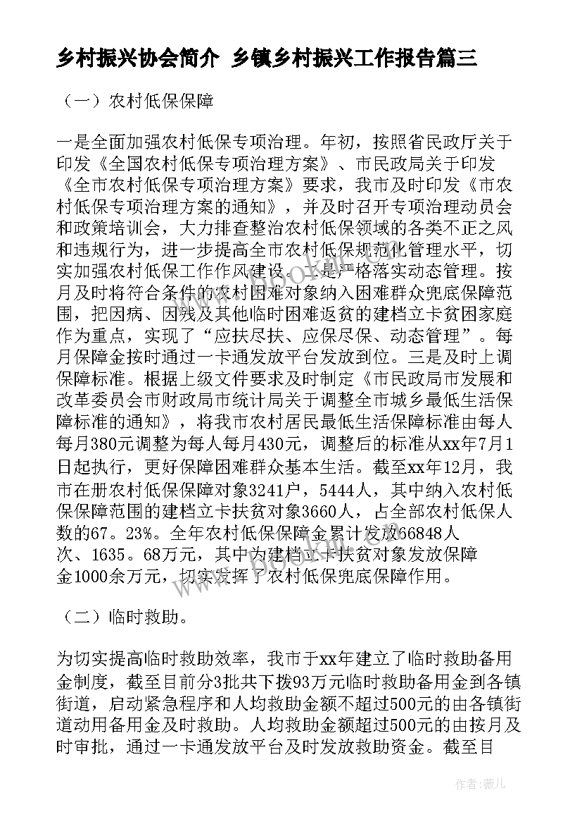 2023年乡村振兴协会简介 乡镇乡村振兴工作报告(优秀7篇)