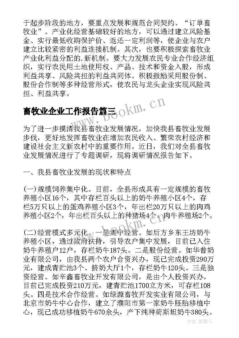 畜牧业企业工作报告(大全5篇)