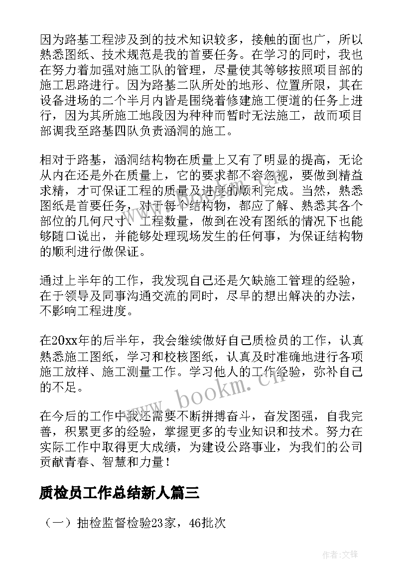 最新质检员工作总结新人(模板6篇)