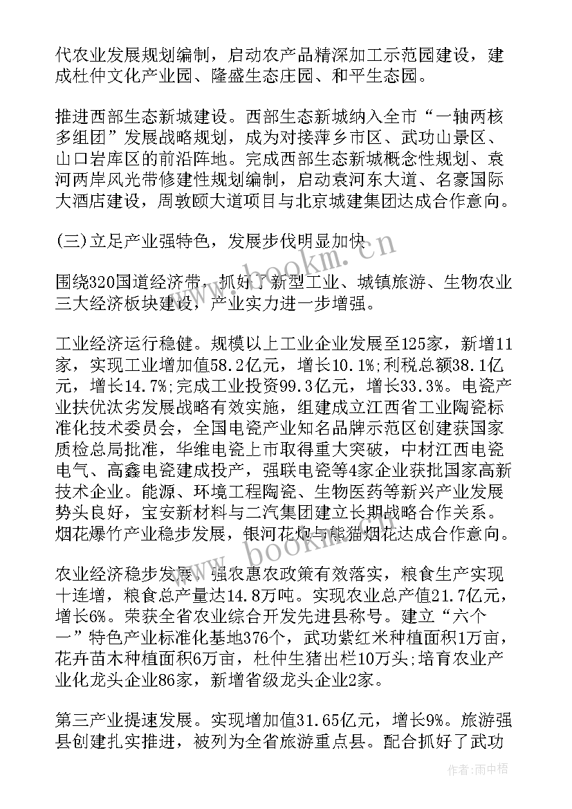 政府工作报告重点工作分工 县政府工作报告(模板8篇)