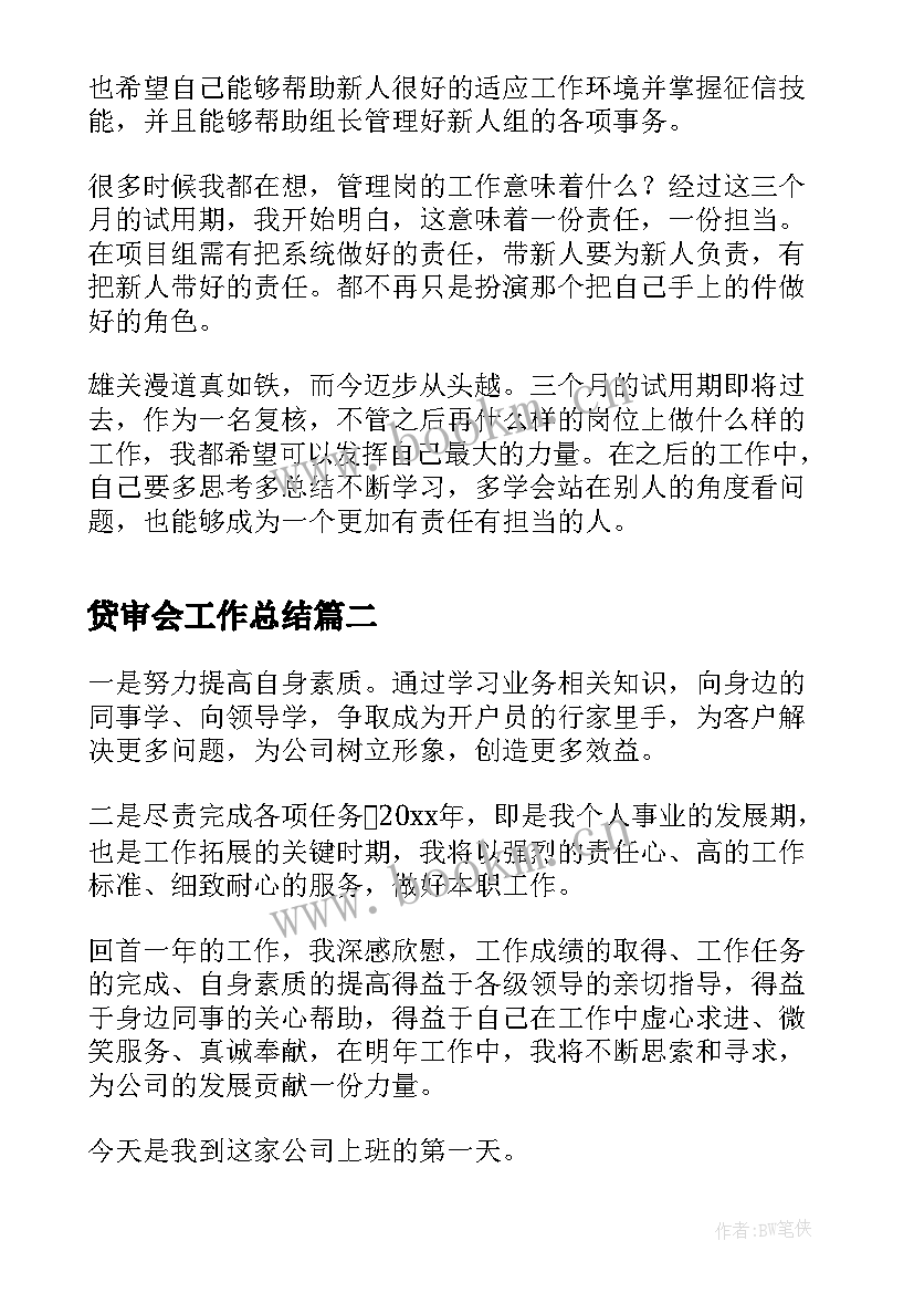 2023年贷审会工作总结(汇总5篇)