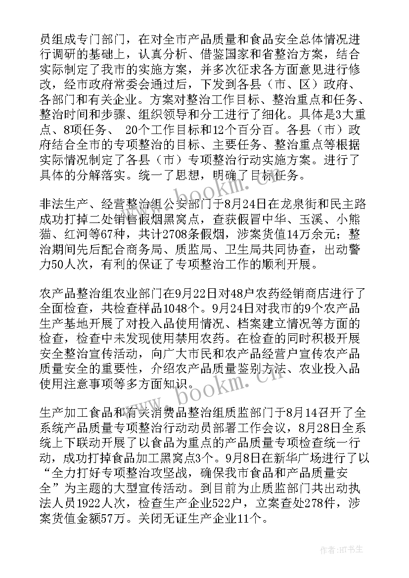 2023年食品安全专项整治工作报告总结 食品安全专项整治的活动总结(大全5篇)