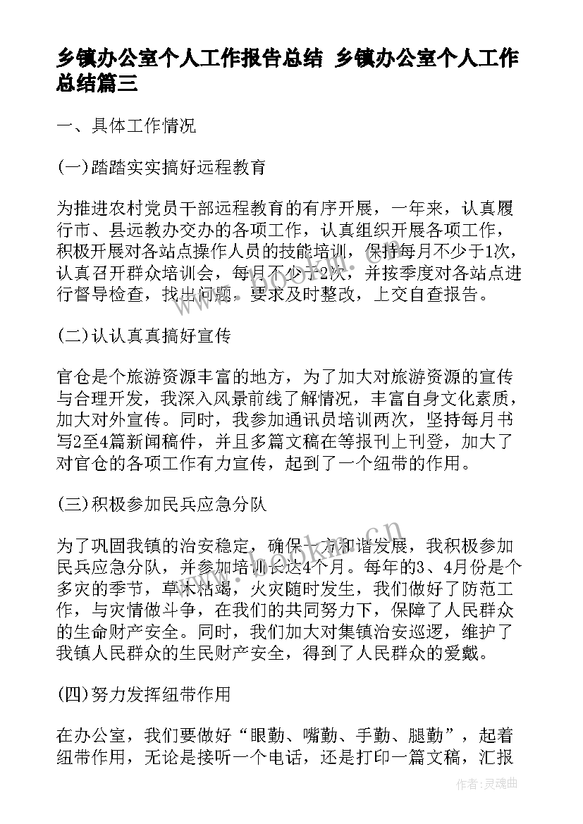 乡镇办公室个人工作报告总结 乡镇办公室个人工作总结(模板10篇)