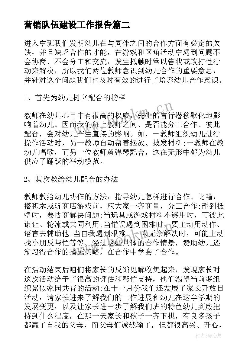 最新营销队伍建设工作报告 教师队伍建设工作报告(模板5篇)