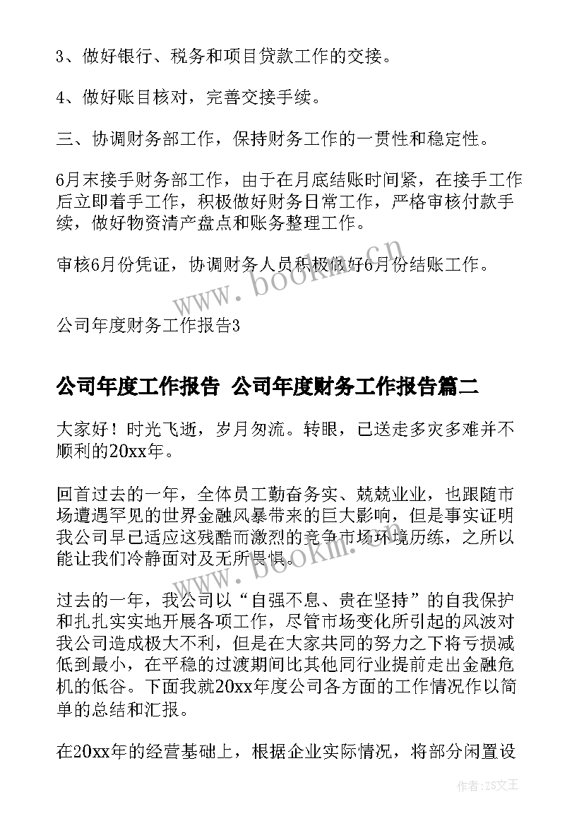 最新公司年度工作报告 公司年度财务工作报告(模板6篇)