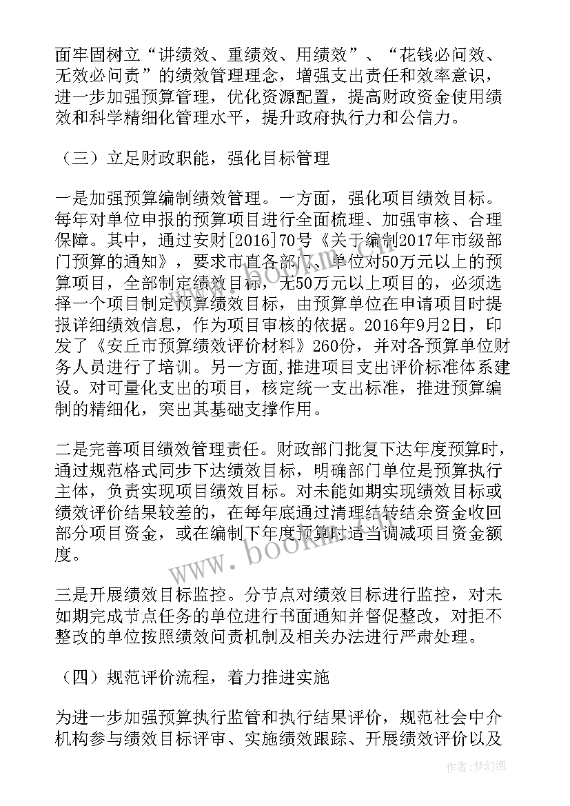 预算绩效管理开展情况报告 部门预算项目绩效管理(模板10篇)