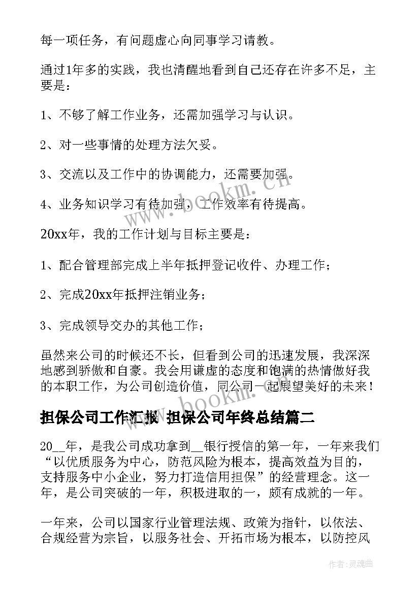 最新担保公司工作汇报 担保公司年终总结(通用10篇)