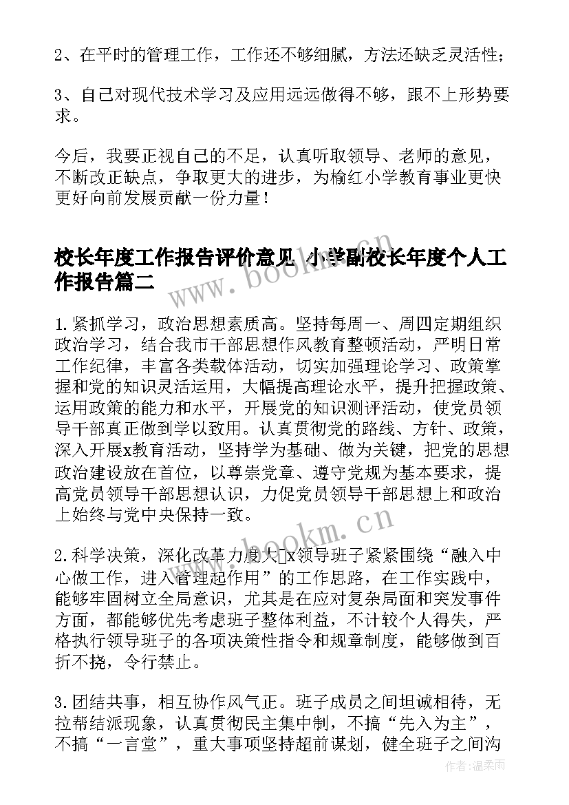 2023年校长年度工作报告评价意见 小学副校长年度个人工作报告(精选5篇)