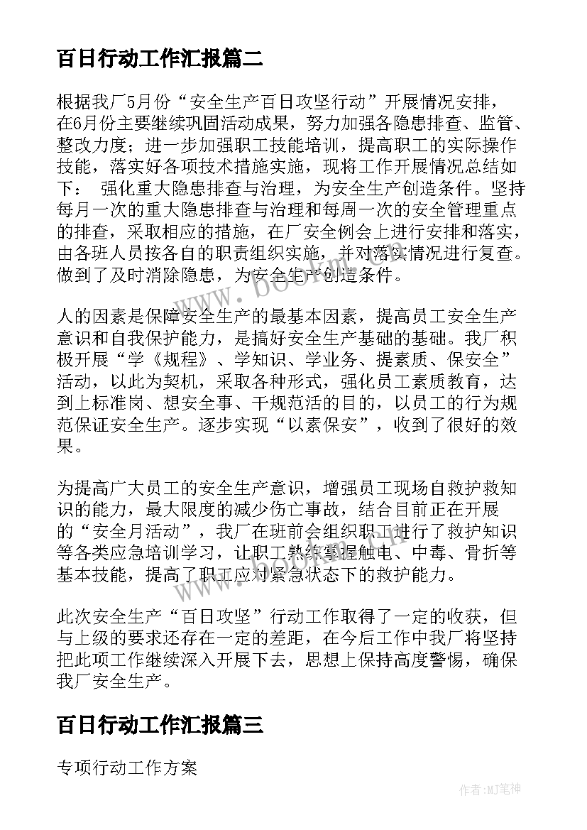 2023年百日行动工作汇报(精选5篇)