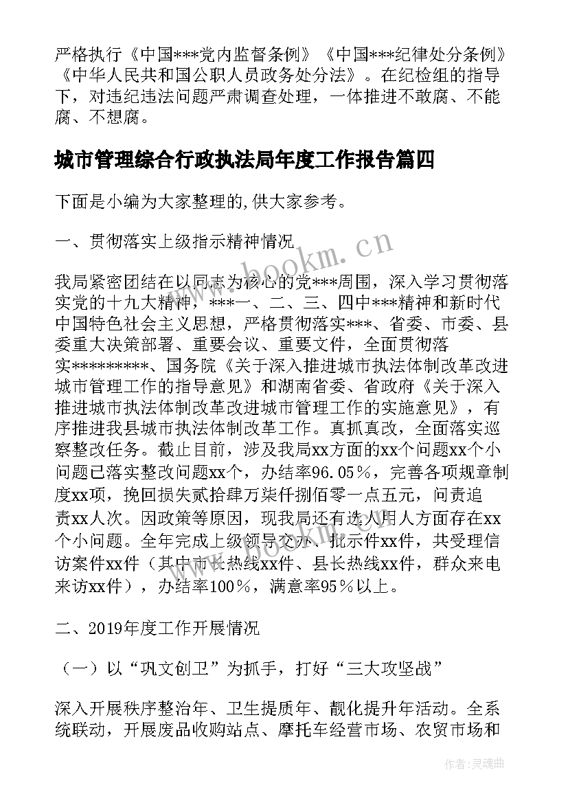 城市管理综合行政执法局年度工作报告(精选9篇)