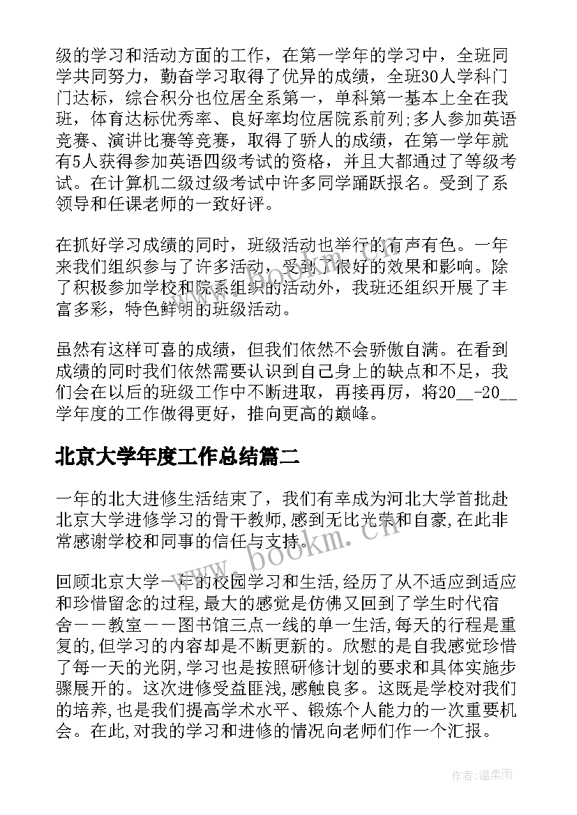 最新北京大学年度工作总结(通用7篇)