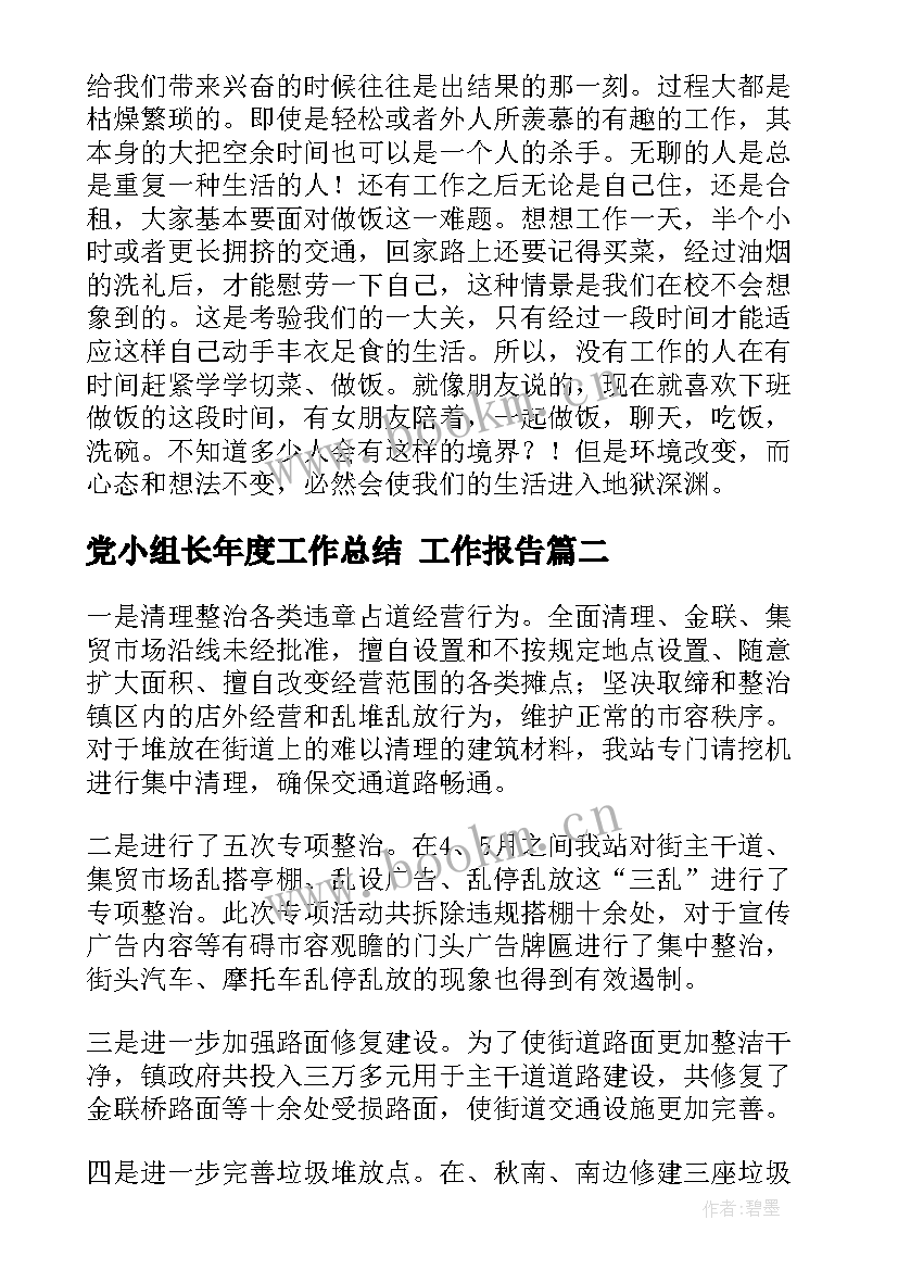 党小组长年度工作总结 工作报告(精选8篇)