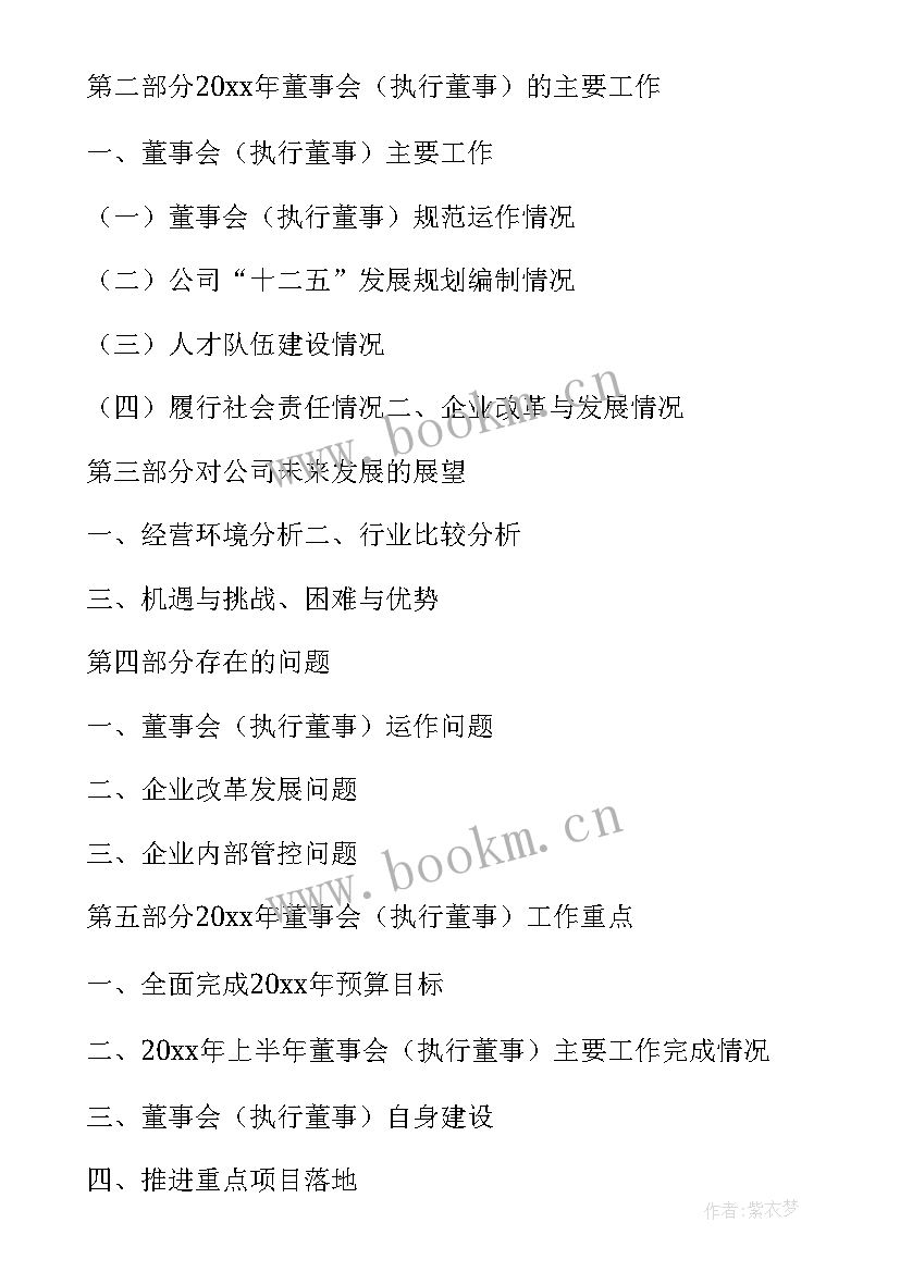 总经理向董事长汇报工作 董事年度的工作报告(优质5篇)