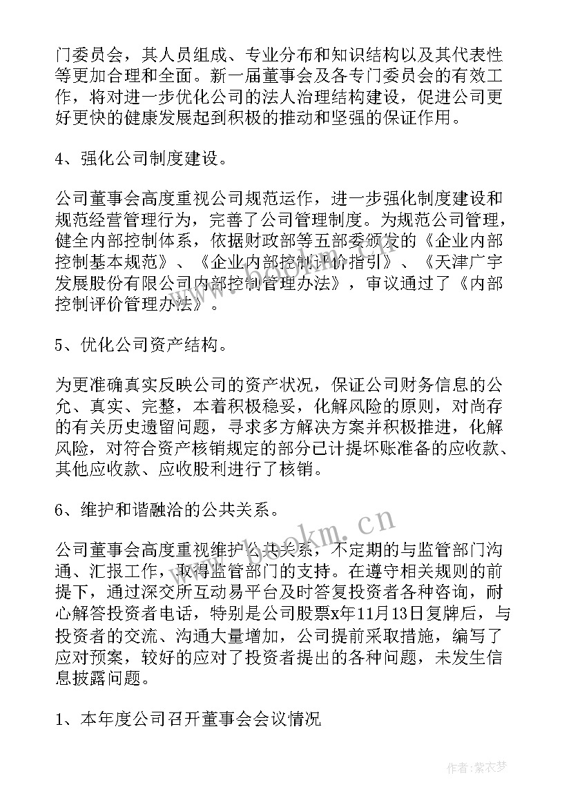 总经理向董事长汇报工作 董事年度的工作报告(优质5篇)