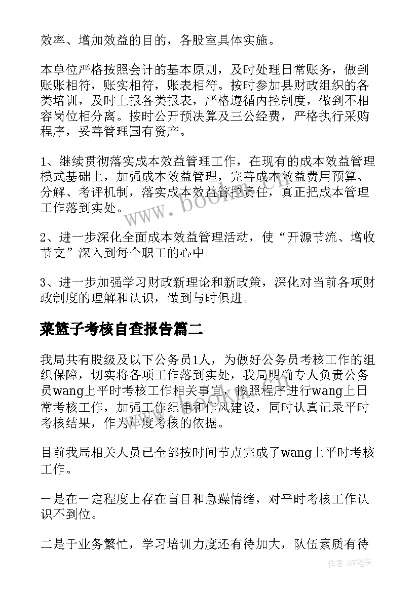 菜篮子考核自查报告(优质8篇)