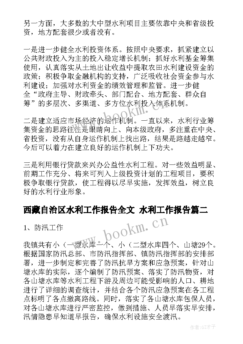 2023年西藏自治区水利工作报告全文 水利工作报告(实用5篇)