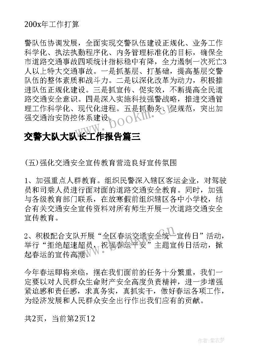 2023年交警大队大队长工作报告(汇总8篇)