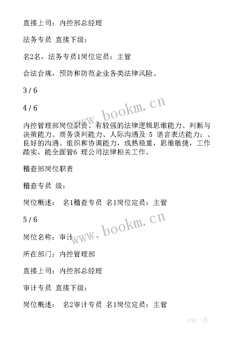 风险内控自查报告 内控及风险管理岗位职责(汇总5篇)