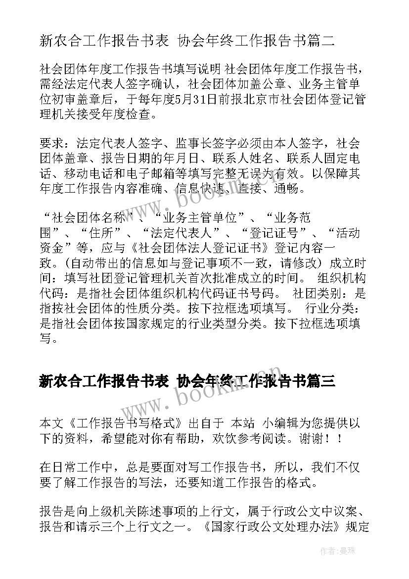 2023年新农合工作报告书表 协会年终工作报告书(大全5篇)