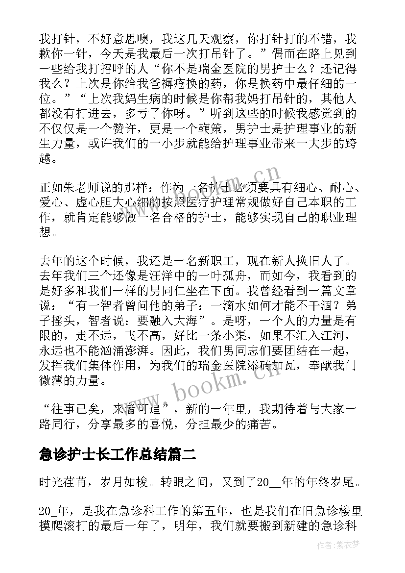 2023年急诊护士长工作总结 急诊护士工作总结(大全7篇)