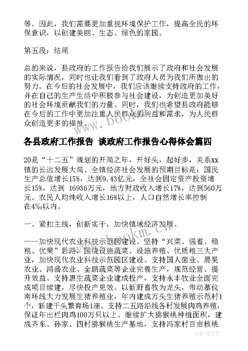 最新各县政府工作报告 谈政府工作报告心得体会(优秀9篇)