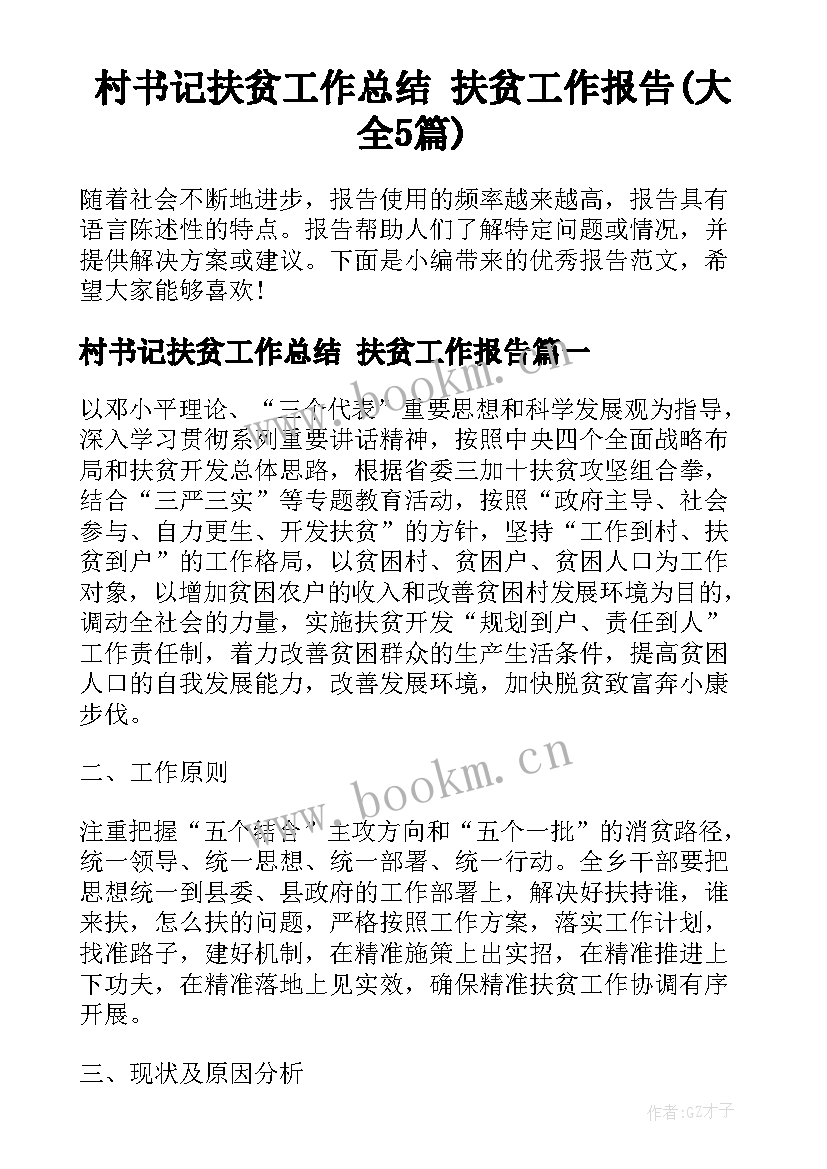 村书记扶贫工作总结 扶贫工作报告(大全5篇)