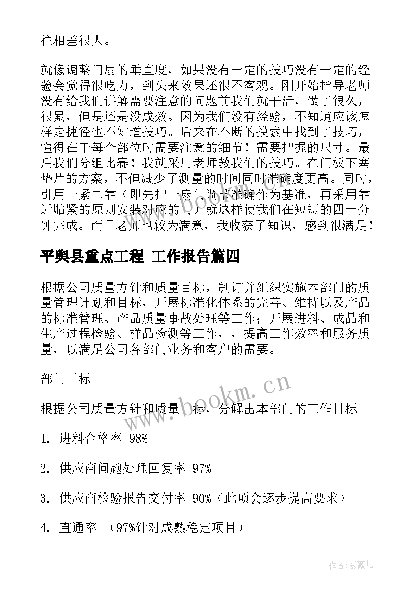 平舆县重点工程 工作报告(优秀6篇)