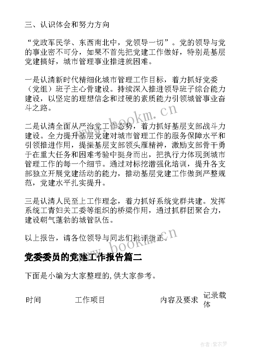 2023年党委委员的党建工作报告(汇总6篇)