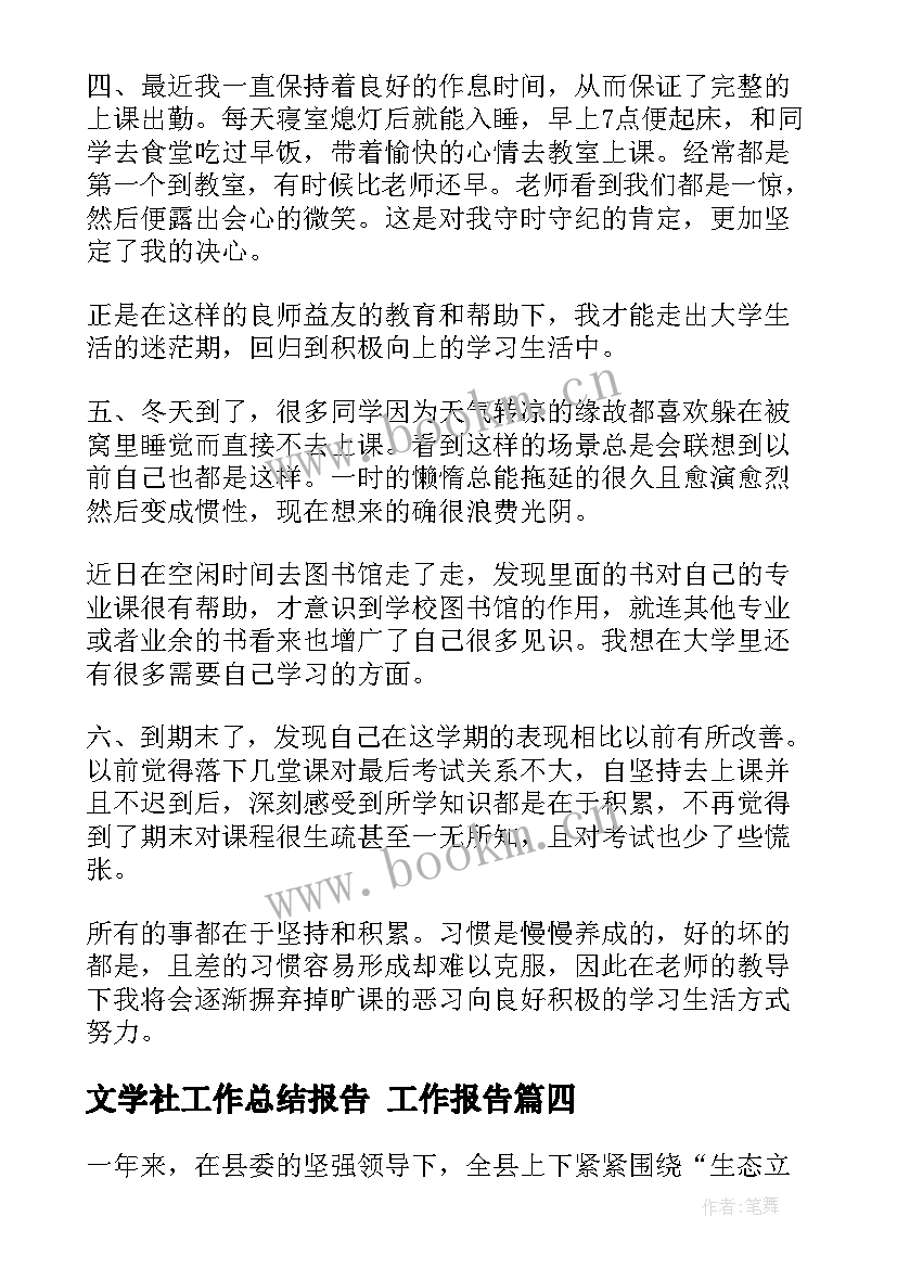 最新文学社工作总结报告 工作报告(实用6篇)