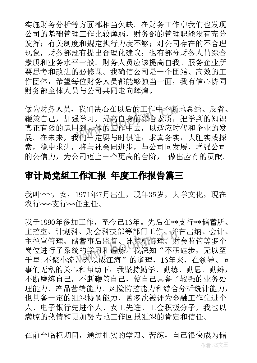 2023年审计局党组工作汇报 年度工作报告(模板8篇)