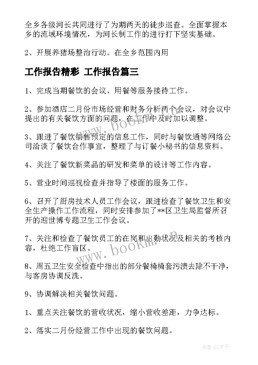 工作报告精彩 工作报告(模板9篇)