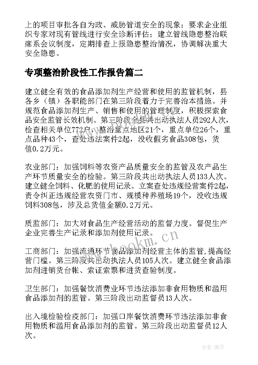 2023年专项整治阶段性工作报告 专项整治工作报告(实用5篇)