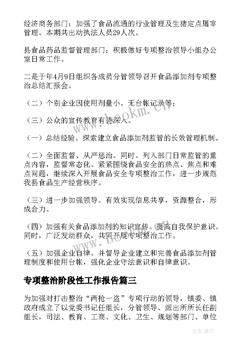 2023年专项整治阶段性工作报告 专项整治工作报告(实用5篇)